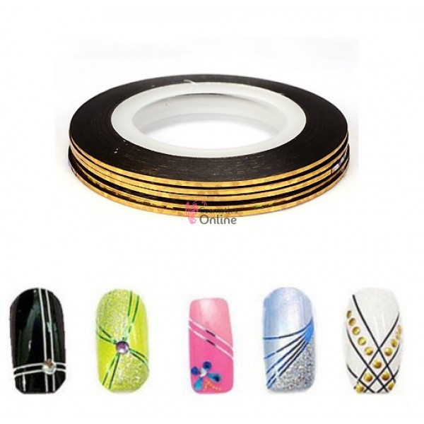 Banda decorativa de unghii 1mm Aurie cu reflexii